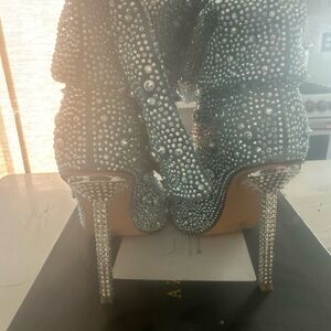 Elegant Silver Studded Women's Heels